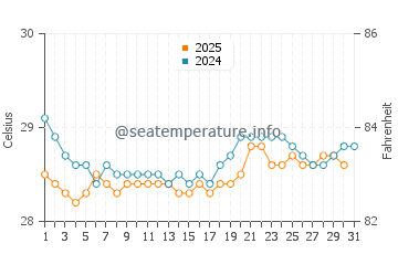 Temperature dell'acqua a Porto de Galinhas a gennaio