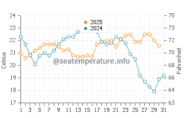 Temperature dell'acqua a Punta Ballena a gennaio