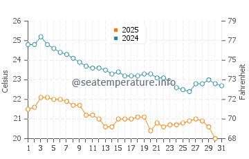 Temperatura del agua en Punta Lobos en enero