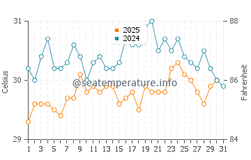 Temperatura da água em Rincon del Mar em janeiro