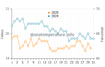 Rosa de la Arena water temp chart in January