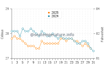 Temperature dell'acqua a Rose Hall a gennaio