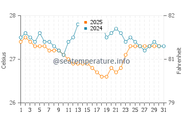 Temperature dell'acqua a Saint-Louis-du-Nord a gennaio