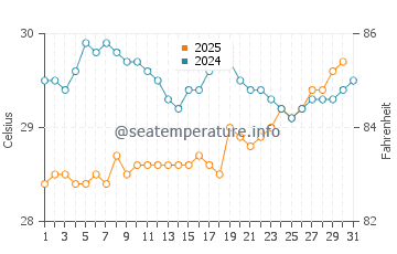 Temperatura del agua en Sambava en enero