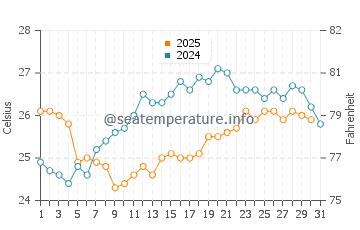 Temperatura da água em Santa Cruz del Sur em janeiro