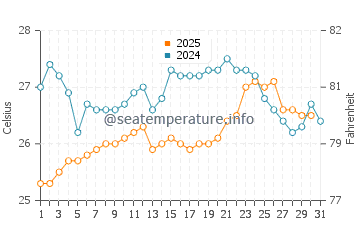 Temperature dell'acqua a Sao Francisco do Sul a gennaio