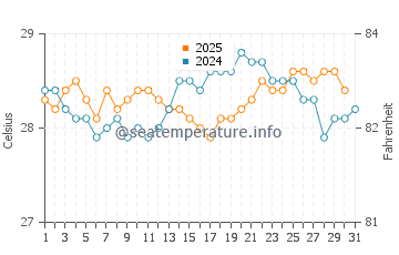 Temperature dell'acqua a Sao Miguel dos Milagres a gennaio