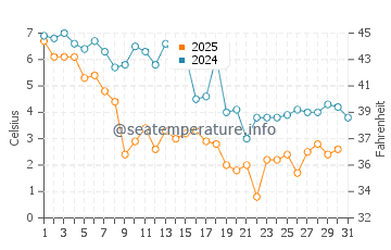 Wassertemperatur Staten Island im Januar