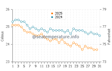 Temperatura del agua en Sur en enero