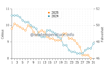 Temperature dell'acqua a Surtainville a gennaio