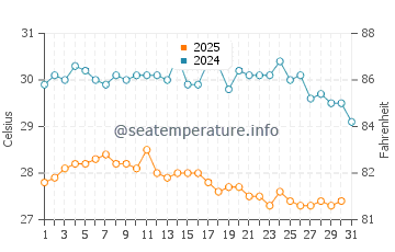 Wassertemperatur Tebikerei im Januar