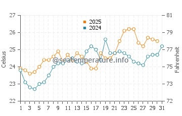 Temperature dell'acqua a Tramandai a gennaio