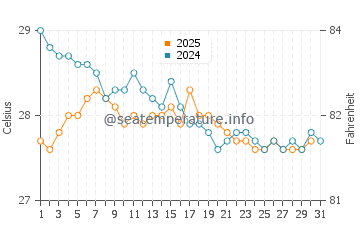 Temperature dell'acqua a San Fernando a gennaio