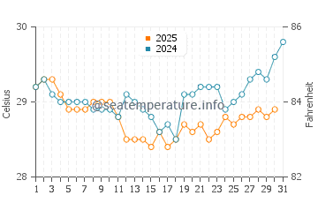 Wassertemperatur Vaitape im Januar