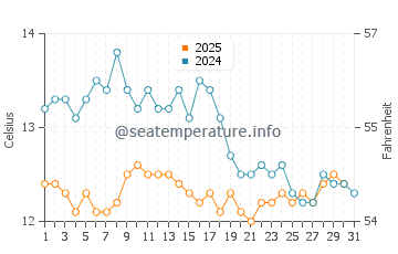 Temperature dell'acqua a Vielle-Saint-Girons a gennaio