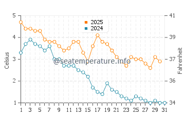 Temperature dell'acqua a Viimsi a gennaio