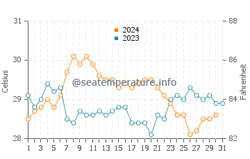 Temperatura del agua en Isla de Coche en octubre