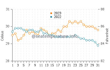 Dauin water temp chart in October