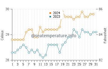 Misool water temp chart in October