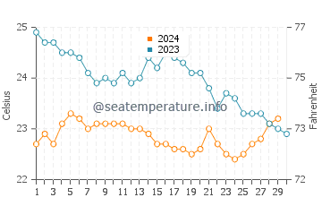 Adeje water temp chart in November