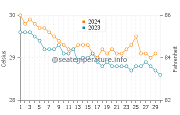Temperatura da água em Arroyo em novembro