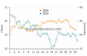 Temperatura da água em Palm Beach em novembro
