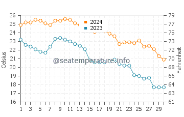 Temperatura da água em Babe's Beach em novembro