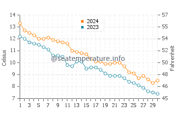Temperature dell'acqua a Balmy Beach a novembre