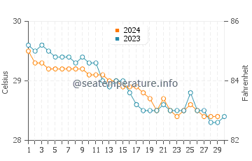 Temperature dell'acqua a Bávaro a novembre