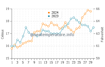 Bay of Plenty water temp chart in November