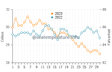 Temperatura del agua en Bayas en noviembre