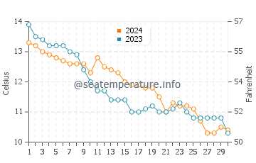Temperature dell'acqua a Blue Anchor a novembre
