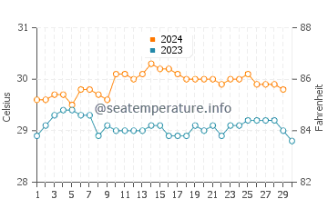 Températures de l'eau à Buru en novembre