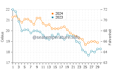 Cala Pilar water temp chart in November