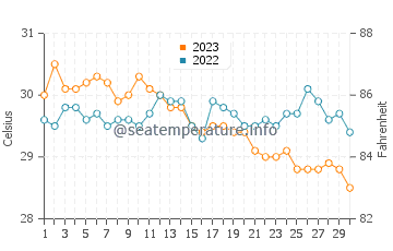Temperatura del agua en Carles en noviembre