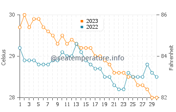 Temperatura del agua en Casiguran en noviembre