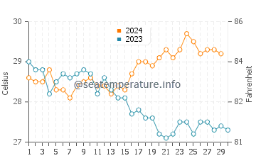 Temperatura del agua en Isla de Coche en noviembre