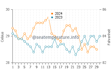 Temperature dell'acqua a Coxen Hole a novembre