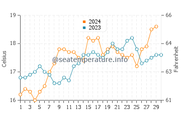 Doubtless Bay water temp chart in November