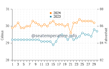 Gizo water temp chart in November