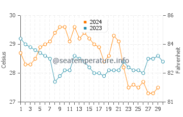 Temperature dell'acqua a Hopkins a novembre