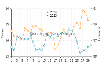 Island Bay water temp chart in November