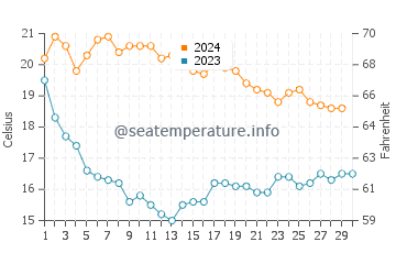 Temperatura del agua en La Pineda en noviembre