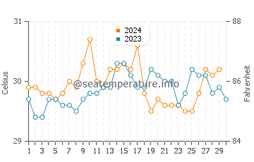 Luwuk water temp chart in November