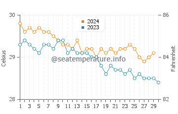 Temperatura da água em Maho Beach em novembro