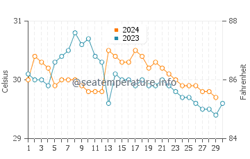 George Town water temp chart in November