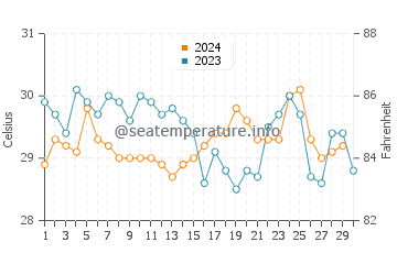 Temperatura da água em Manaure em novembro