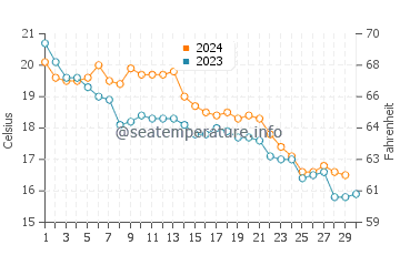 Temperature dell'acqua a Marina di Pisa a novembre