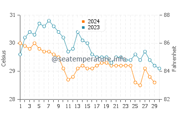 Temperature dell'acqua a Ngwesaung a novembre