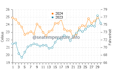 Temperature dell'acqua a Nueva Palmira a novembre